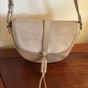 Covet Sloan Suede & Leather Crossbody Saddle Bag